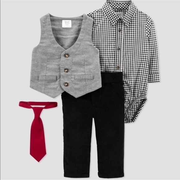 Just One You Carter's 4 PC Black White Holiday Outfit NEW - Picture 1 of 9